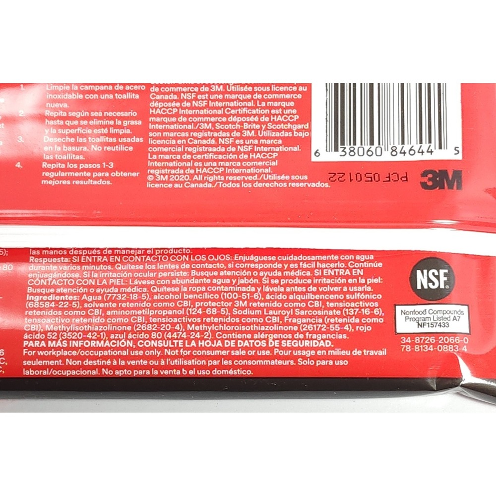 Scotch-Brite 3M 12" x 9" Stainless Steel Kitchen Cleaner Degreaser 30 Wipes NEW - Picture 7 of 9